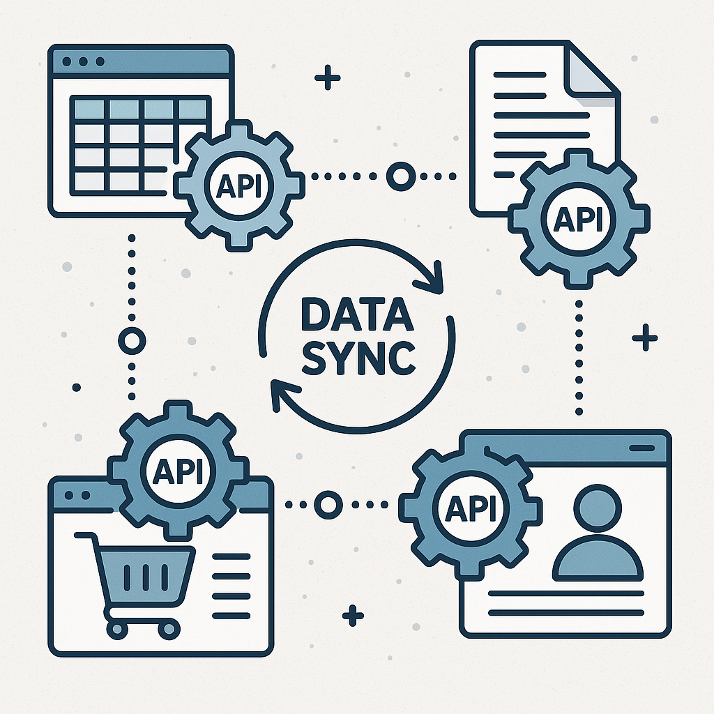 Data synchronization using APIs between software systems