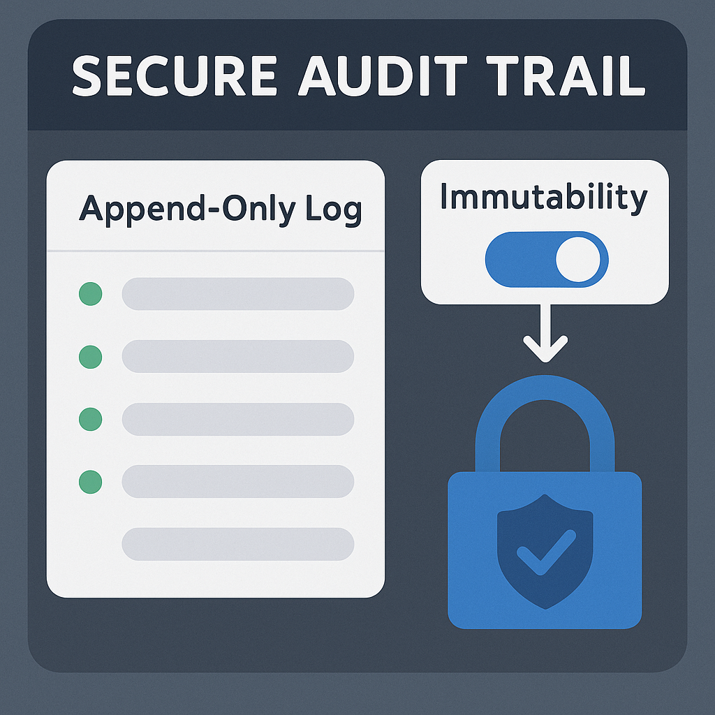 Secure audit trail system with immutability trigger.
