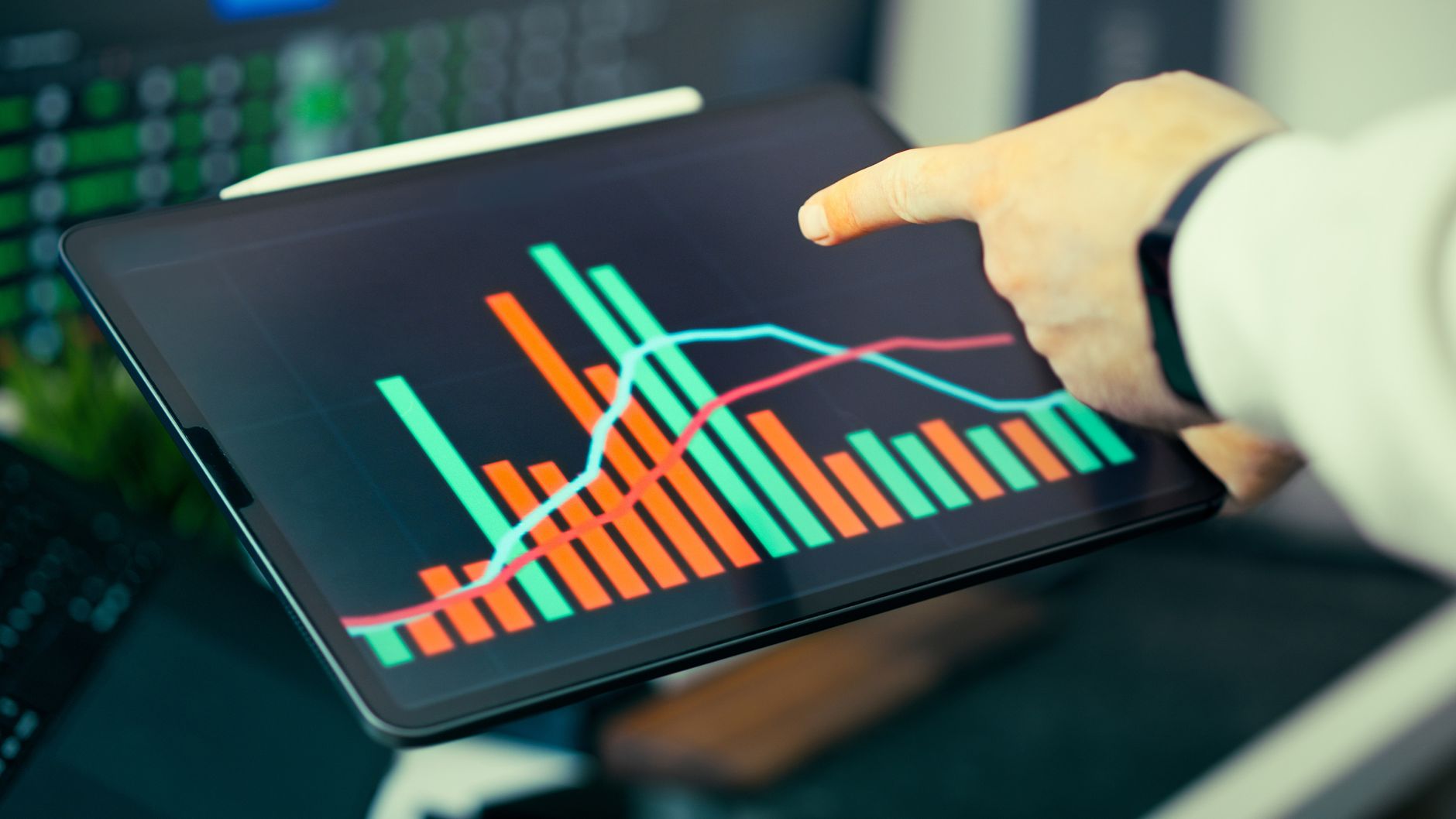 Digital dashboard showing revenue forecasting components.