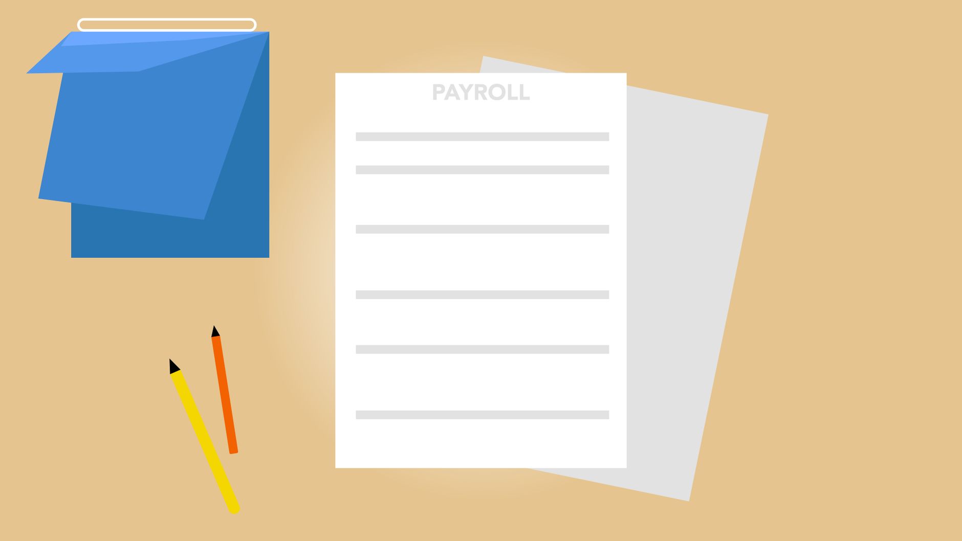 Integrated payroll and accounting software on a computer screen.